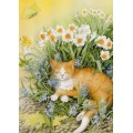 113 - Cat in Flowers - Postcard