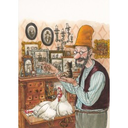Findus with Family Portraits - Pettersson postcard
