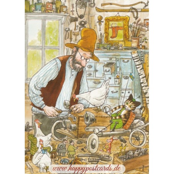 Pettersson in the Garage - Pettersson postcard