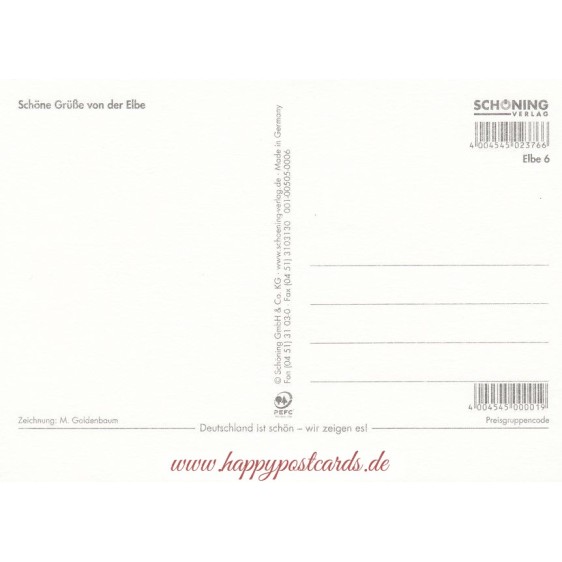 Die Elbe - Map - Postkarte