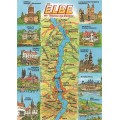 Die Elbe - Map - Postkarte