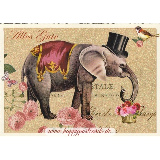 Elefant - Tausendschön - Postkarte