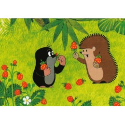 Der Maulwurf und Igel mit Erdbeeren