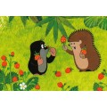 Der Maulwurf und Igel mit Erdbeeren - Maulwurf Postkarte Maulwurf