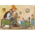 Pettersson und Findus essen Pfannkuchen - Pettersson Postkarte