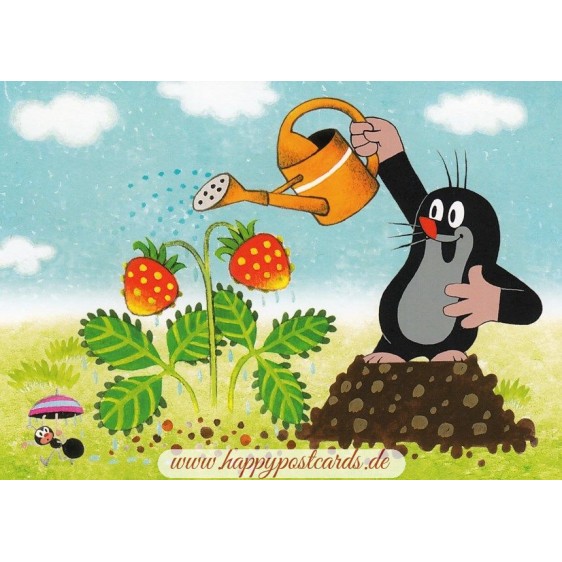 The Mole with a watering can - Krtek - Postcard