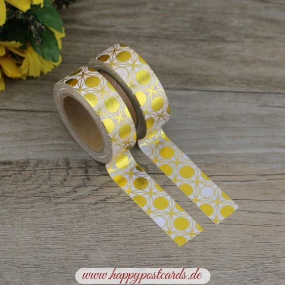 Gold - White Circles - Foil - Washi Tape - Masking Tape