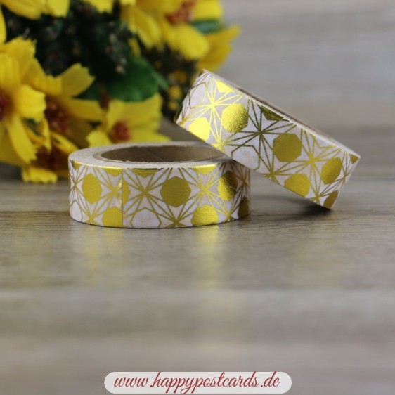 Gold - White Circles - Foil - Washi Tape - Masking Tape
