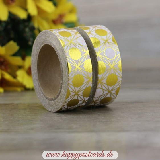 Gold - White Circles - Foil - Washi Tape - Masking Tape