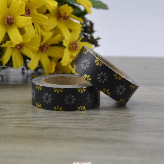 Blumen - Schwarze  Folie - Washi Tape - Masking Tape