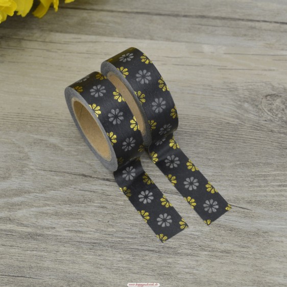 Blumen - Schwarze  Folie - Washi Tape - Masking Tape
