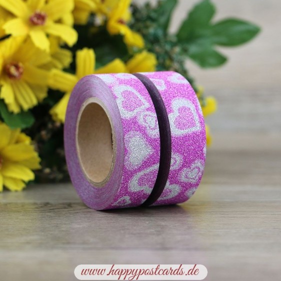 Rosa Herzchen - Glitter - Washi Tape - Masking Tape