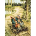 56 - Frauen fahren mit der Draisine - Löök Postkarte