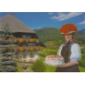 3D Schwarzwald mit Schwarzwälder Kirschtorte - 3D Postkarte