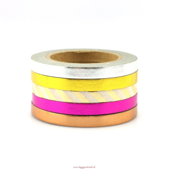 Mix 5 dünne Rollen 2 Folien - Washi Tape - Masking Tape