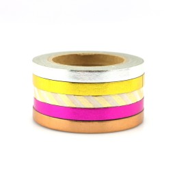 Mix 5 thinn rolls 2 solid foil - Washi Tape - Masking Tape