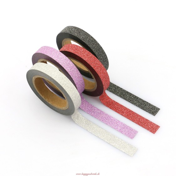 Mix 4 dünne Rollen Glitter - Washi Tape - Masking Tape