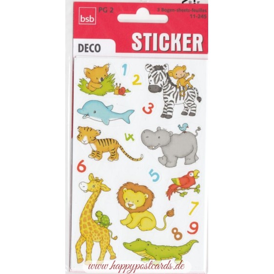 Little animals and numbers Sticker