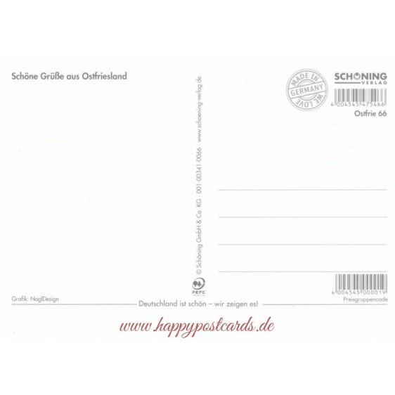 East Frisia - Map - Postcard