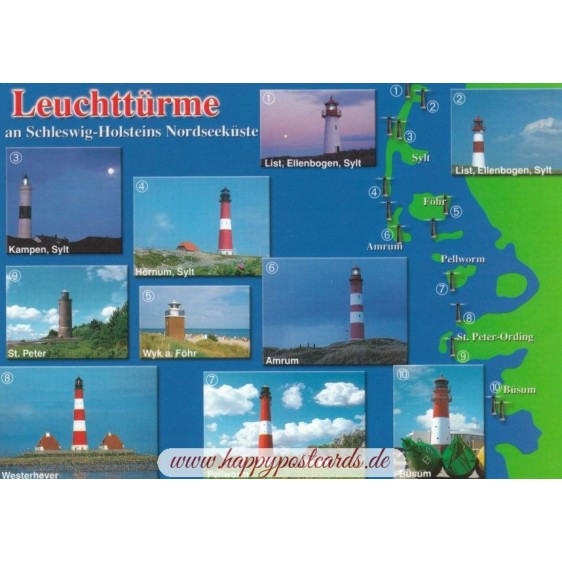 Lighthouses in Schleswig-Holstein - Viewcard