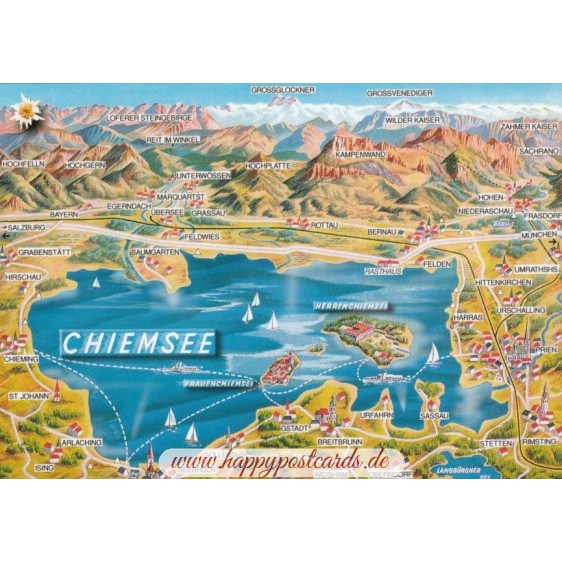 Chiemsee - Map - Postkarte