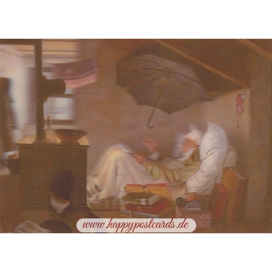 3D Spitzweg: Der arme Poet - 3D Postkarte