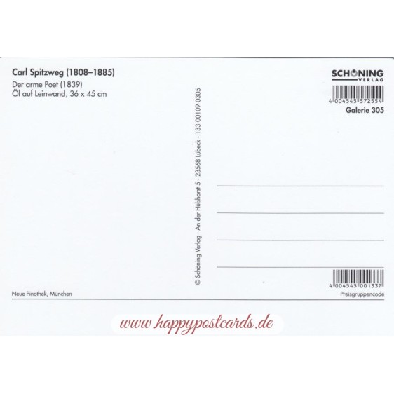 3D Spitzweg: Der arme Poet - 3D Postkarte