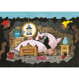 Der Maulwurf im Bett - Postkarte