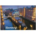 Hamburg - Illuminated Speicherstadt - Viewcard