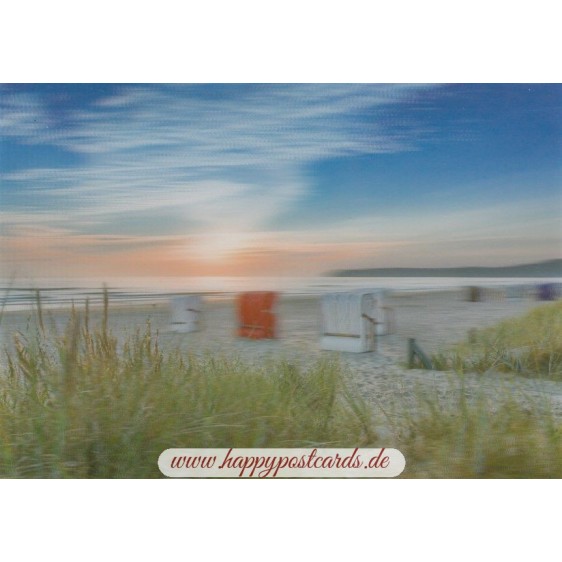 3D Strandkörbe im Sonnenaufgang - 3D Postkarte