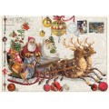 Weihnachtsmann auf dem Schlitten - Tausendschön - Weihnachtskarte