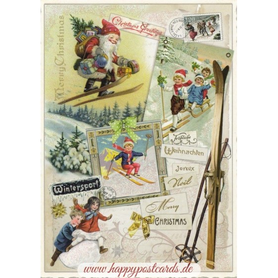 Merry Christmas - Wintersport - Tausendschön - Postcard