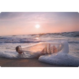 Buddelschiff am Strand - Medley-Postkarte