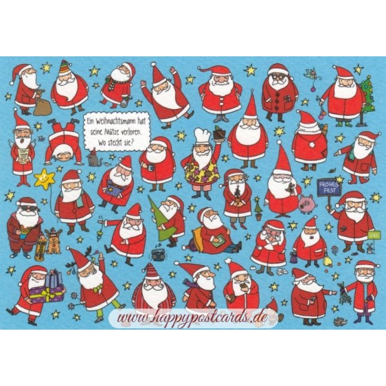 Wo ist die verlorenen Mütze vom Weihnachtsmann? - Weihnachtskarte