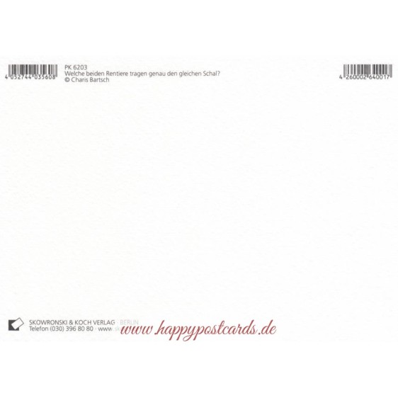 Welche beiden Rentiere tragen genau den gleichen Schal? - Christmas Postcard