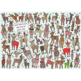 Welche beiden Rentiere tragen genau den gleichen Schal? - Christmas Postcard