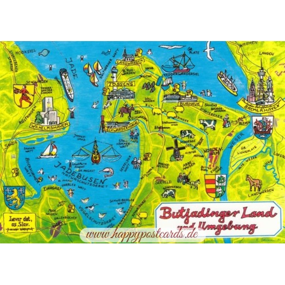 Butjadinger Land - Map - Postkarte