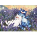 Lavender - Blue Cats - Postcard