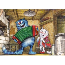 Kalinka-Malinka - Blue Cats - Postcard