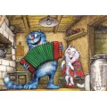 Kalinka-Malinka - Blaue Katzen - Postkarte