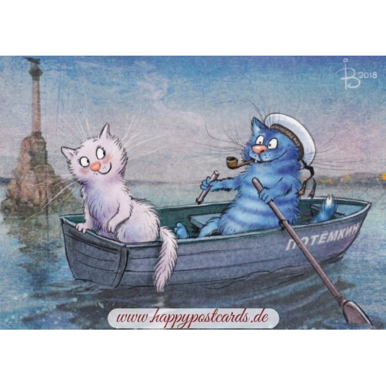 First Date - Blue Cats - Postcard