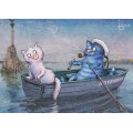 First Date - Blue Cats - Postcard