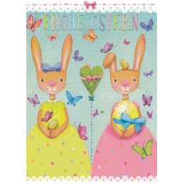 Frohe Ostern - Zwei Hasen - Mila Marquis Postkarte