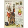 Happy Easter - Bunny with a contrabass - Tausendschön - Postcard