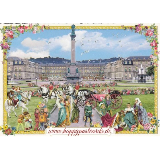 Stuttgart - New Castle - Tausendschön - Postcard
