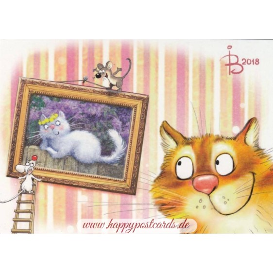Portrait - Blue Cats - Postcard