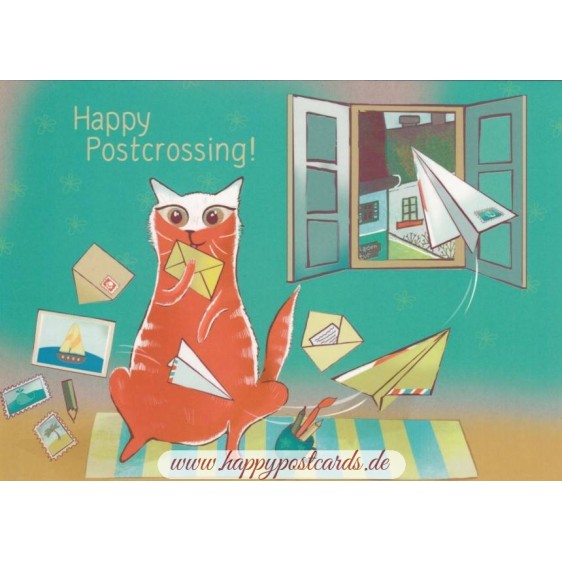 Happy Postcrossing - Airmail - Postcard