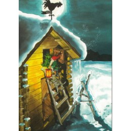 221 - Dwarf with a cat on a ladder - Löök  Postcard