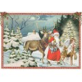 Santa Claus with a deer - Tausendschön - Postcard