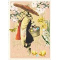 Easterbunny with umbrella - Tausendschön - Postcard